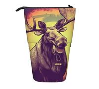 LHBWCVN Cool Moose Kosmetiktasche, Stehendes Federmäppchen, Teleskop-Bleistifttasche, tragbarer Stifthalter, niedliches Stand-up-Bleistiftetui für Damen und Herren, Reise-Münztasche, Geldbörse