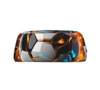 LHBWCVN Cooles Fußball-Federmäppchen, großes Fassungsvermögen, ästhetisches Stifteetui, Leder, Make-up-Tasche für Damen und Herren, Reise-Kulturbeutel, Reißverschluss, Kosmetiktasche, weit geöffnetes