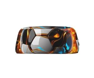 LHBWCVN Cooles Fußball-Federmäppchen, großes Fassungsvermögen, ästhetisches Stifteetui, Leder, Make-up-Tasche für Damen und Herren, Reise-Kulturbeutel, Reißverschluss, Kosmetiktasche, weit geöffnetes
