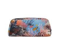 LHBWCVN Coral Reef Federmäppchen, großes Fassungsvermögen, ästhetische Stifttasche, Leder, Make-up-Tasche für Damen und Herren, Reise-Kulturbeutel, Reißverschluss, Kosmetiktasche, weit geöffnetes