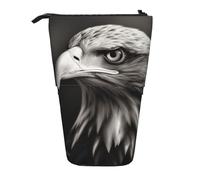 LHBWCVN Eagle Kosmetiktasche, Stehendes Federmäppchen, Teleskop-Bleistifttasche, tragbarer Stifthalter, niedlicher Stand-up-Bleistiftbeutel für Damen und Herren, Reise-Münztasche, Geldbörse, Schwarz