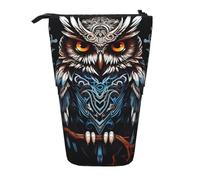 LHBWCVN Eule Kosmetiktasche, Stehendes Federmäppchen, Teleskop-Bleistifttasche, tragbarer Stifthalter, niedlicher Stand-up-Bleistiftbeutel für Damen und Herren, Reise-Münztasche, Geldbörse