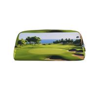 LHBWCVN Federmäppchen für Golfplatz, großes Fassungsvermögen, ästhetische Stifttasche, Leder, Make-up-Tasche für Damen und Herren, Reise-Kulturbeutel, Reißverschluss, Kosmetiktasche, weit geöffnetes