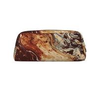 LHBWCVN Federmäppchen, Marmor, gemischt, Braun, großes Fassungsvermögen, ästhetisches Stifteetui, Leder, Make-up-Tasche für Damen und Herren, Reise-Kulturbeutel, Reißverschluss, Kosmetiktasche, weit
