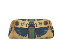 LHBWCVN Federmäppchen mit ägyptischem Skarabäus, großes Fassungsvermögen, ästhetisches Stifteetui, Leder, Make-up-Tasche für Damen und Herren, Reise-Kulturbeutel, Reißverschluss, Kosmetiktasche, weit