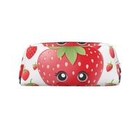 LHBWCVN Federmäppchen mit Erdbeermotiv, großes Fassungsvermögen, ästhetisches Stiftetui, Leder, Make-up-Tasche für Damen und Herren, Reise-Kulturbeutel, Reißverschluss, Kosmetiktasche, weit geöffnetes