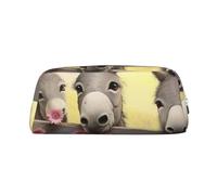 LHBWCVN Federmäppchen mit Esel und Blume, großes Fassungsvermögen, ästhetisches Stifteetui, Leder, Make-up-Tasche für Damen und Herren, Reise-Kulturbeutel, Reißverschluss, Kosmetiktasche, weit