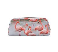 LHBWCVN Federmäppchen mit Flamingos, großes Fassungsvermögen, ästhetische Stifttasche, Leder, Make-up-Tasche für Damen und Herren, Reise-Kulturbeutel, Reißverschluss, Kosmetiktasche, weit geöffnetes