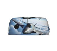 LHBWCVN Federmäppchen mit fliegendem Flugzeug, großes Fassungsvermögen, ästhetische Stifttasche, Leder, Make-up-Tasche für Damen und Herren, Reise-Kulturbeutel, Reißverschluss, Kosmetiktasche, weit