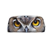 LHBWCVN Federmäppchen mit gelbeäugigen Eulen, großes Fassungsvermögen, ästhetische Stifttasche, Leder, Make-up-Tasche für Damen und Herren, Reise-Kulturbeutel, Reißverschluss, Kosmetiktasche, weit