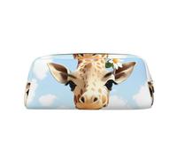 LHBWCVN Federmäppchen mit Giraffenmotiv, großes Fassungsvermögen, ästhetisches Stifteetui, Leder, Make-up-Tasche für Damen und Herren, Reise-Kulturbeutel, Reißverschluss, Kosmetiktasche, weit