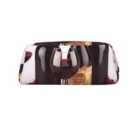 LHBWCVN Federmäppchen mit großem Fassungsvermögen, ästhetisches Stifteetui, Leder, Make-up-Tasche für Damen und Herren, Reise-Kulturbeutel, Reißverschluss, Kosmetiktasche, weit geöffnete Münztasche