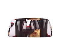 LHBWCVN Federmäppchen mit großem Fassungsvermögen, ästhetisches Stifteetui, Leder, Make-up-Tasche für Damen und Herren, Reise-Kulturbeutel, Reißverschluss, Kosmetiktasche, weit geöffnete Münztasche