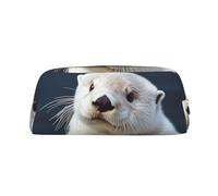 LHBWCVN Federmäppchen mit großem Fassungsvermögen, Kosmetiktasche, Kosmetiktasche, Leder, Kosmetiktasche, für Damen, Herren, Kosmetiktasche, mit Reißverschluss, Weiß, Gold, One Size