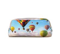 LHBWCVN Federmäppchen mit Heißluftballons, großes Fassungsvermögen, ästhetische Stifttasche, Leder, Make-up-Tasche für Damen und Herren, Reise-Kulturbeutel, Reißverschluss, Kosmetiktasche, weit
