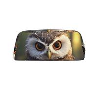 LHBWCVN Federmäppchen mit niedlichem Eulenmotiv, großes Fassungsvermögen, ästhetisches Stiftetui, Leder, Make-up-Tasche für Damen und Herren, Reise-Kulturbeutel, Kosmetiktasche, weit geöffnetes