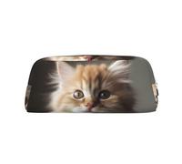 LHBWCVN Federmäppchen mit niedlichem Kitty-Motiv, großes Fassungsvermögen, ästhetisches Stifteetui, Leder, Make-up-Tasche für Damen und Herren, Reise-Kulturbeutel, Reißverschluss, Kosmetiktasche, weit