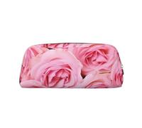 LHBWCVN Federmäppchen mit roten frischen Rosen, großes Fassungsvermögen, ästhetisches Stifteetui, Leder, Make-up-Tasche für Damen und Herren, Reise-Kulturbeutel, Reißverschluss, Kosmetiktasche, weit