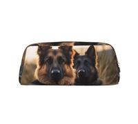 LHBWCVN Federmäppchen mit Tiermotiv, Motiv: Deutscher Schäferhund, großes Fassungsvermögen, ästhetische Stifttasche, Leder-Make-up-Tasche für Damen und Herren, Reise-Kulturbeutel, Kosmetiktasche, weit