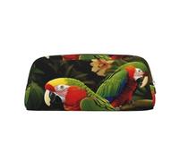 LHBWCVN Federmäppchen mit tropischem Papageienmotiv, großes Fassungsvermögen, ästhetische Stifttasche, Leder, Make-up-Tasche für Damen und Herren, Reise-Kulturbeutel, Reißverschluss, Kosmetiktasche