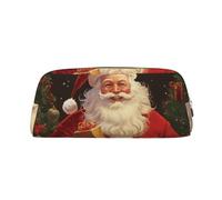 LHBWCVN Federmäppchen mit Weihnachtsmann-Design, großes Fassungsvermögen, ästhetische Stifttasche, Leder, Make-up-Tasche für Damen und Herren, Reise-Kulturbeutel, Reißverschluss, Kosmetiktasche, weit