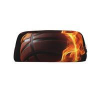 LHBWCVN Federmäppchen, Motiv: Basketball auf Feuer, großes Fassungsvermögen, ästhetische Stifttasche, Leder, Make-up-Tasche für Damen und Herren, Reise-Kulturbeutel, Reißverschluss, Kosmetiktasche