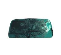 LHBWCVN Federmäppchen, Motiv: Baum im Mondlicht, großes Fassungsvermögen, ästhetisches Stiftetui, Leder, Make-up-Tasche für Damen und Herren, Reise-Kulturbeutel, Reißverschluss, Kosmetiktasche, weit