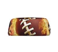 LHBWCVN Federmäppchen, Motiv: Flaming American Football, großes Fassungsvermögen, ästhetisches Stifteetui, Leder, Make-up-Tasche für Damen und Herren, Reise-Kulturbeutel, Reißverschluss