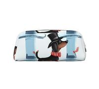 LHBWCVN Federmäppchen, Motiv: Pariser Dackel, großes Fassungsvermögen, ästhetische Stifttasche, Leder, Make-up-Tasche für Damen und Herren, Reise-Kulturbeutel, Reißverschluss, Kosmetiktasche, weit