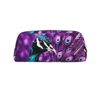 LHBWCVN Federmäppchen, Motiv: Pfau, großes Fassungsvermögen, ästhetisches Stifteetui, Leder, Make-up-Tasche für Damen und Herren, Reise-Kulturbeutel, Reißverschluss, Kosmetiktasche, weit geöffnetes