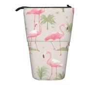 LHBWCVN Flamingos Kosmetiktasche, Stehendes Federmäppchen, Teleskop-Bleistifttasche, tragbarer Stifthalter, niedliches Stand-up-Bleistiftetui für Damen und Herren, Reise-Münztasche, Geldbörse