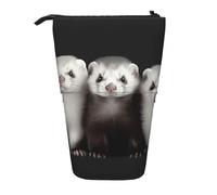 LHBWCVN Frettchen Kosmetiktasche, Stehendes Federmäppchen, Teleskop-Bleistifttasche, tragbarer Stifthalter, niedlicher Stand-up-Bleistiftbeutel für Damen und Herren, Reise-Münztasche, Geldbörse