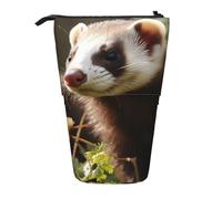 LHBWCVN Frettchen-Kosmetiktasche, Stehendes Federmäppchen, Teleskop-Federtasche, tragbarer Stifthalter, niedliches Stand-up-Bleistiftetui für Damen und Herren, Reise-Münztasche, Geldbörse