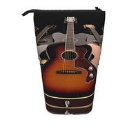 LHBWCVN Gitarren-Kosmetiktasche, Stehendes Federmäppchen, Teleskop-Bleistifttasche, tragbarer Stifthalter, niedlicher Stand-up-Bleistiftbeutel für Damen und Herren, Reise-Münztasche, Geldbörse