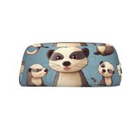 LHBWCVN Hairy Frettchen Federmäppchen mit großem Fassungsvermögen, ästhetisches Stifteetui, Leder, Make-up-Tasche für Damen und Herren, Reise-Kulturbeutel, Reißverschluss, Kosmetiktasche, weit