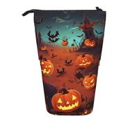 LHBWCVN Halloween-Kosmetiktasche, Stehendes Federmäppchen, Teleskop-Bleistifttasche, tragbarer Stifthalter, niedlicher Stand-up-Bleistiftbeutel für Damen und Herren, Reise-Münztasche, Geldbörse