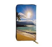 Lhbwcvn Hawaii Strand-Geldbörse für Damen und Herren, Clutch, RFID-blockierend, Leder, große Kapazität, Geldbörse, Kreditkartenhalter, Geldtasche mit Reißverschluss, Handyhalter, lange Reisegeldbörse,