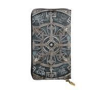 Lhbwcvn Helm Of Awe Geldbörse für Damen und Herren, Clutch, RFID-blockierend, Leder, große Kapazität, Geldbörse, Kreditkartenhalter, Geldtasche mit Reißverschluss, Handyhalter, lange Reisegeldbörse,