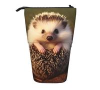 LHBWCVN Igel-Kosmetiktasche, Stehendes Federmäppchen, Teleskop-Bleistifttasche, tragbarer Stifthalter, niedlicher Stand-up-Bleistiftbeutel für Damen und Herren, Reise-Münztasche, Geldbörse