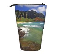 LHBWCVN Kauai Hawaii Seashore Kosmetiktasche, Stehendes Federmäppchen, Teleskop-Bleistifttasche, tragbarer Stifthalter, niedlicher Stand-up-Bleistiftbeutel für Damen und Herren, Reise-Münztasche