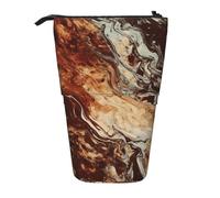LHBWCVN Kosmetiktasche aus Marmor, gemischt, braun, Stand-Federmäppchen, Teleskop-Bleistifttasche, tragbarer Stifthalter, niedlicher Stand-up-Bleistiftbeutel für Damen und Herren, Reise-Münztasche