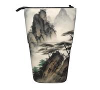 LHBWCVN Kosmetiktasche für chinesische Landschaftsmalerei, Stehendes Federmäppchen, Teleskop-Bleistifttasche, tragbarer Stifthalter, niedliches Stand-up-Bleistiftetui für Damen und Herren