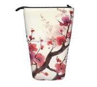 LHBWCVN Kosmetiktasche im japanischen Frühling, Pflaume, Blumenmuster, Stehendes Federmäppchen, Teleskop-Federtasche, tragbarer Stifthalter, niedliches Stand-up-Bleistiftetui für Damen und Herren