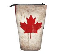 LHBWCVN Kosmetiktasche im Retro-Stil mit Kanada-Flagge, Teleskop-Federmäppchen, tragbarer Stifthalter, niedliches Stand-up-Bleistiftetui für Damen und Herren, Reise-Münztasche, Geldbörse