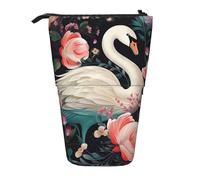 LHBWCVN Kosmetiktasche mit Blumenmotiv, stehend, Teleskop-Bleistifttasche, tragbarer Stifthalter, niedliches Stand-up-Bleistiftetui für Damen und Herren, Reise-Münztasche, Geldbörse