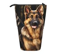 LHBWCVN Kosmetiktasche mit deutschem Schäferhund, Teleskop-Federmäppchen, tragbarer Stifthalter, niedlicher Stand-up-Bleistiftbeutel für Damen und Herren, Reise-Münztasche, Geldbörse