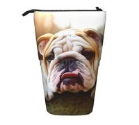 LHBWCVN Kosmetiktasche mit niedlichem Bulldoggen-Welpen-Motiv, stehendes Federmäppchen, Teleskop-Bleistifttasche, tragbarer Stifthalter, niedliches Steh-Bleistiftetui für Damen und Herren