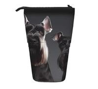 LHBWCVN Kosmetiktasche mit niedlichem Schnauzer-Hund, stehendes Federmäppchen, Teleskop-Bleistifttasche, tragbarer Stifthalter, niedliches Stand-up-Bleistiftetui für Damen und Herren, Reise-Münztasche