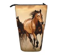 LHBWCVN Kosmetiktasche mit Pferden, Stehendes Federmäppchen, Teleskop-Bleistifttasche, tragbarer Stifthalter, niedlicher Stand-up-Bleistiftbeutel für Damen und Herren, Reise-Münztasche, Geldbörse