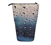 LHBWCVN Kosmetiktasche mit Regentropfen auf Glas, stehend, Teleskop-Bleistifttasche, tragbarer Stifthalter, niedliches Stand-up-Bleistiftetui für Damen und Herren, Reise-Münztasche, Geldbörse